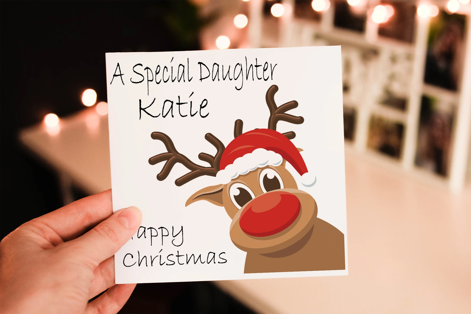 Special Daughter Rudolf Christmas Card, Daughter Card